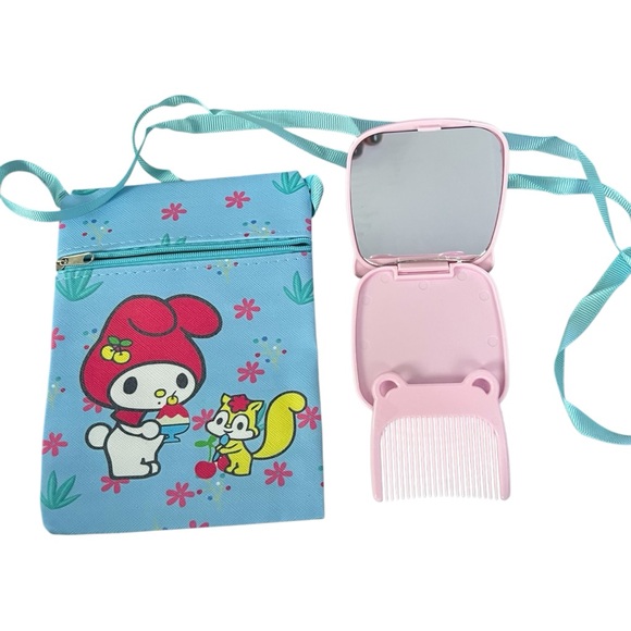 Hello Kitty My Melody - Girls 4pc Crossbody, Mirror Compact W/Comb, Hair items - Picture 4 of 8